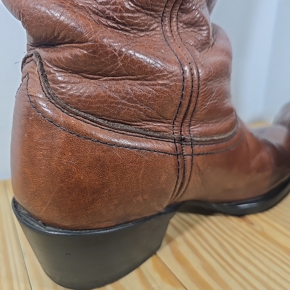 Mens Dingo Brown Leather Cowboy Boots Size 8D - Picture 7 of 10
